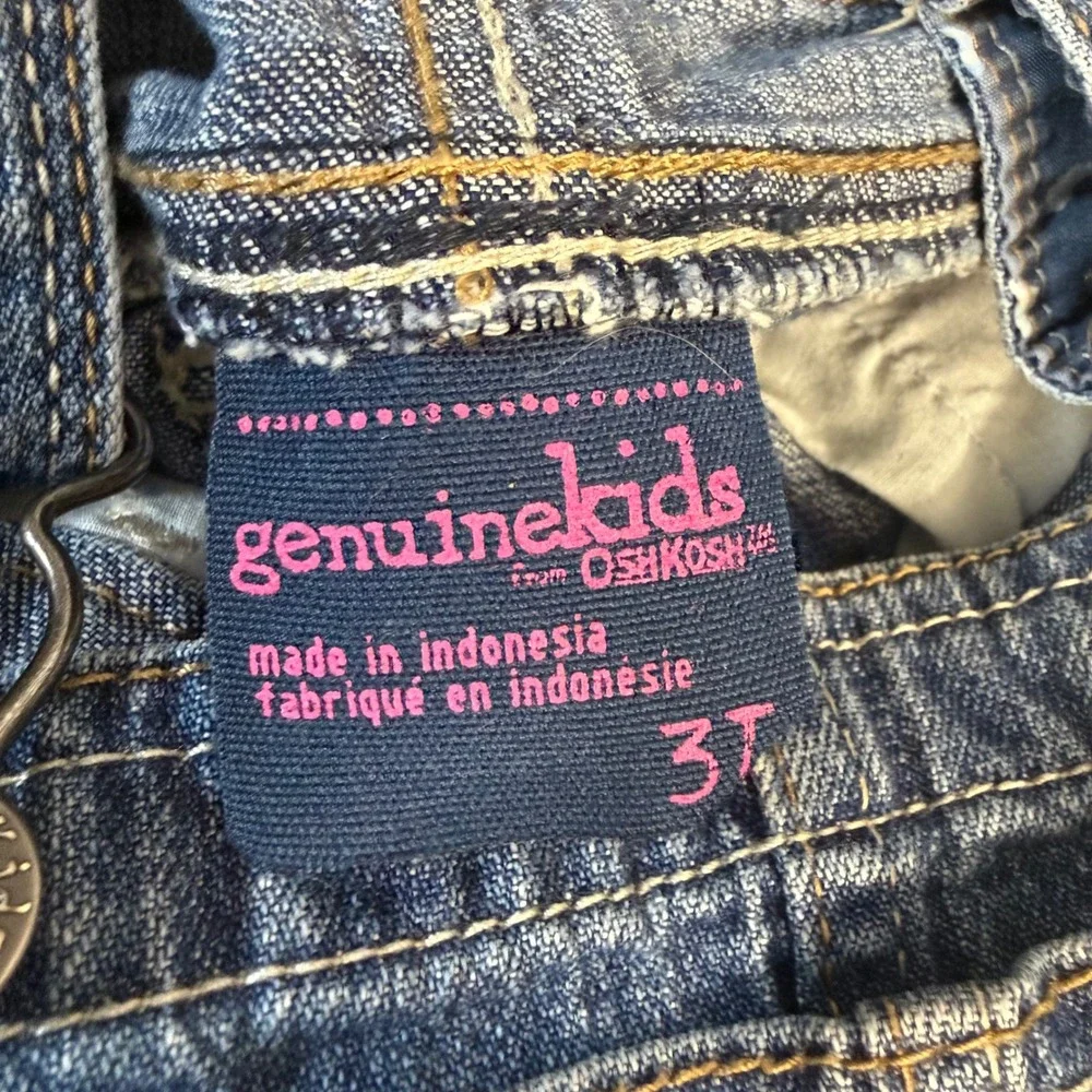 Y2K Denim Light Wash Girls 3T Overalls Genuine Kids Oshkosh cotton outdoor